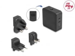 Delock USB GaN töltó 2 x USB Type-C PD 3.0 65 W teljesítménnyel (41443)