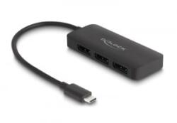 Delock Elosztó USB Type-C csatlakozóval (DP alternatív mód támogatás) 3 db. DisplayPort MST 4K 60 Hz (88041) (88041) - aqua