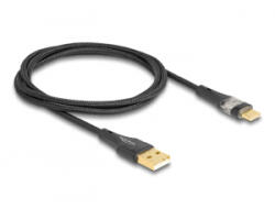 Delock USB 2.0 kábel A-típusú apa - USB Type-C apa gyors töltővel 60 W áttetsző 1 m (80760)