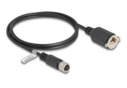 Delock M12 kábel D-kódú 4 tűs anya - RJ45 anya Cat. 5e FTP installálásához 1 m, fekete (80452)