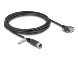 Delock M12 kábel A-kódú 8 tűs anya - RJ45 apa csavarokkal Cat. 5e FTP 3 m hosszú fekete (80428)
