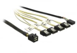 Delock Kábel Mini SAS HD SFF-8643 > 4 x 7 tus SATA fordított + oldalsáv, 0, 5 m (83320) (83320)