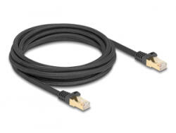Delock RJ45 hálózati kábel fonott borítással Cat. 6A S/FTP apa - apa 3 m fekete (80319)
