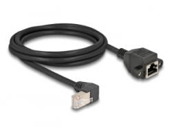 Delock Hálózat bővítő kábel S/FTP RJ45 apa 90 hajlított - RJ45 beépített anya Cat. 6A 2 m fekete (80312)