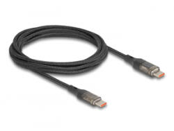 Delock USB 2.0 Adat- és gyorstöltő kábel Type-C apa - apa PD 3.0 100 W átlátszó tápjelzéssel 2 m (85409)