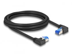 Delock RJ45 hálózati kábel Cat. 6A S/FTP jobb / bal, hajlított, 2 m, fekete színű (80465)