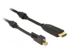 Delock Kábel mini Displayport 1.2-dugós csatlakozó csavarral > HDMI-csatlakozódugó 4K aktív fekete2m (83730) (83730)
