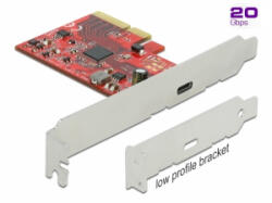 Delock PCI Express x4 Kártya - 1 x külső SuperSpeed USB 20 Gbps (USB 3.2 Gen 2x2) USB Type-C hüvely (89035) - aqua