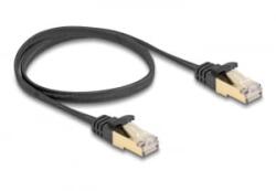 Delock RJ45 lapos hálózati kábel fonott borítással Cat. 6A U/FTP apa - apa 0, 5 m fekete (80324) (80324)