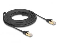 Delock RJ45 lapos hálózati kábel fonott borítással Cat. 6A U/FTP apa - apa 7, 5 m fekete (80329)