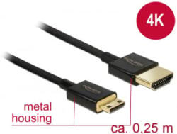 Delock Nagysebességű HDMI-kábel Ethernettel - HDMI-A-csatlakozódugó > HDMI Mini-C-csatlakozódugó, 3D (85118) - aqua