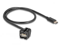 Delock Keystone modul, USB 2.0 A-anya > USB Type-C apa 250 , kábellel 0, 5 m (88056)