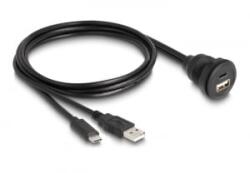 Delock USB 2.0 kábel A-típusú és USB Type-C apa végződéssel, valamint egy A-típusú és egy USB Type-C anya beépített végződéssel 1 m, (88102)