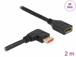 Delock DisplayPort bővítőkábel jobbra néző csatlakozódugóval - csatlakozóhüvellyel 8K 60 Hz 2 m (87078) - aqua