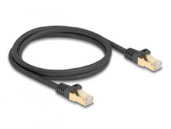 Delock RJ45 hálózati kábel fonott borítással Cat. 6A S/FTP apa - apa 1 m fekete (80317) (80317)