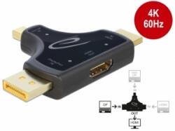Delock 3 az 1-ben Monitor Csatlakozó HDMI / DisplayPort / mini DisplayPort bemenetbol HDMI kimenetbe (64059) - aqua