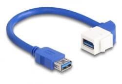Delock Keystone modul USB kábel 5 Gbps A-típusú USB anya - A-típusú USB anya 90 -ban hajlított 20 cm, kék (86964)