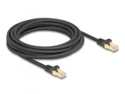 Delock RJ45 hálózati kábel fonott borítással Cat. 6A S/FTP apa - apa 5 m fekete (80320) (80320)