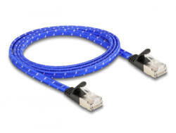 Delock RJ45 lapos hálózati kábel fonott borítással Cat. 6A U/FTP 1 m, kék (80383)