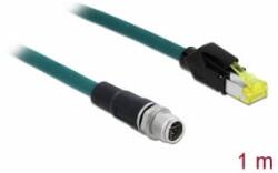 Delock Hálózati kábel M12 8 tűs X-kódú RJ45 Hirose csatlakozóhoz TPU borítás 1 m hosszú (85429) - aqua