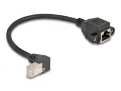 Delock Hálózat bővítő kábel S/FTP RJ45 apa 90 hajlított - RJ45 beépített anya Cat. 6A 0, 25 m fekete (80309) (80309)