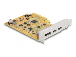 Delock PCI Express x4-kártya - 1 x külső, USB Type-C 10 Gbps-es csatlakozóhüvely + 1 x külső, USB Type-C 10 Gbps-es csatlakozóhüvely