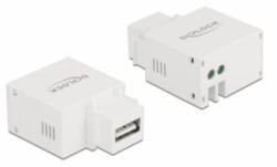 Delock 2, 1 A-s, fehér, A-típusú USB töltő portos Keystone modul (87791) (87791)