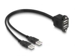 Delock USB 2.0 kábel 2 x USB A-típusú apa végződéssel, valamint egy 2 x USB A-típusú anya csavarokkal beépített végződéssel 1 m, fekete (88105)