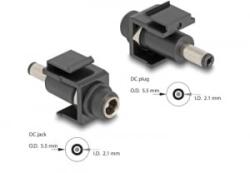 Delock Keystone modul, DC 5, 5 x 2, 1 mm-csatlakozóhüvely, DC 5, 5 x 2, 1 mm méretű apa, fekete (84162)
