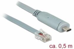 Delock Adapter USB 2.0 C-típusú apa > 1 x soros RS-232 RJ45 apa 0, 5 m szürke (89917) (89917) - aqua