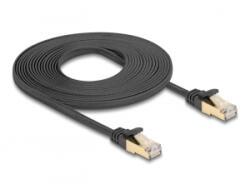 Delock RJ45 lapos hálózati kábel fonott borítással Cat. 6A U/FTP apa - apa 5 m fekete (80328)