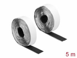 Delock Velcro öntapadó tépőzáras szalag-szett, H 5 m és Sz 25 mm fekete (19072) (19072)
