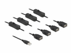 Delock USB A-típusú kábel apa 4 db. USB A-típusú anya kapcsolóval ellátott, 1 m (86805) - aqua