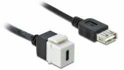 Delock Keystone modul, USB 2.0 C-csatlakozóhüvely > USB 2.0 A-csatlakozóhüvely, kábellel (86391) - aqua