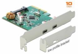 Delock PCI Express x4 kártya - 2 x külső SuperSpeed USB 10 Gbps (USB 3.1 Gen 2) USB Type-C hüvely (90397) (90397)