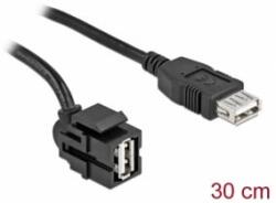 Delock Keystone modul, USB 2.0 A-csatlakozóhüvely 250 > USB 2.0 A-csatlakozóhüvely, kábellel fekete (86870) - aqua