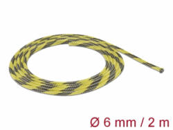 Delock Fonott kábelharisnya nyújtható 2 m x 6 mm fekete-sárga (20737) (20737)