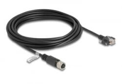 Delock M12 kábel D-kódú 4 tűs anya - RJ45 apa csavarokkal Cat. 5e FTP 5 m hosszú fekete (80451) (80451)
