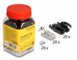 Delock RJ45 Moduláris apa csatlakozó húzásgátló Cat. 6A és robusztus hajlításvédő védőburkolat 25 db-os készlet (66990) - aqua