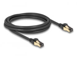 Delock RJ45 hálózati kábel Cat. 6A apa - apa S/FTP fekete 2 m - Cat. 7 nyers kábellel, mely alkalmas bel- és kültéri használatra (80249)