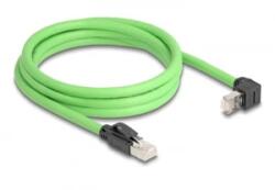 Delock RJ45 hálózati kábel Cat. 6A apa - apa felfelé néző csatlakozódugóval SF/UTP alkalmas kábelvezető láncokhoz PUR (TPU) 2 m zöld