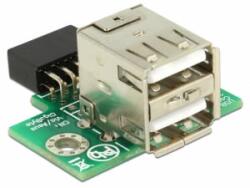 Delock Csatlakozósorral ellátott USB anya > 2 x USB 2.0 A-típusú anya - fölfelé vezeto (41429) - aqua