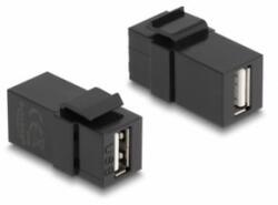 Delock Keystone modul, USB 2.0 A-csatlakozóhüvely > USB 2.0 A-csatlakozóhüvely, fekete (87829) - aqua