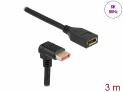 Delock DisplayPort bővítőkábel csatlakozódugóval 90 ívelt lefelé - csatlakozóhüvellyel 8K 60 Hz 3 m (87093) - aqua