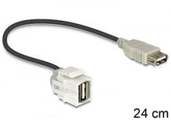 Delock Keystone modul USB 2.0 A anya > USB 2.0 A anya 250 kábellel (86329) - aqua
