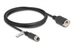 Delock M12 kábel A-kódú 8 tűs anya - RJ45 anya Cat. 5e FTP installálásához 2 m, fekete (80435)