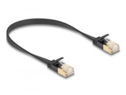 Delock RJ45 hálózati kábel Cat. 6A apa - apa robosztus csatlakozóval és Cat. 7 nyers lapos kábellel U/FTP 0, 3 m, fekete (80343)