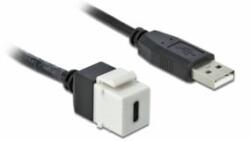 Delock Keystone modul, USB 2.0 C-csatlakozóhüvely > USB 2.0 A-csatlakozódugó, kábellel (86382) (86382)