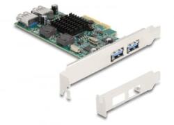 Delock PCI Express x4 kártya - 2 x külső USB 5 Gbps A-típusú és 2 x belső USB 5 Gbps A-típusú kettős csatorna - alacsony profilú