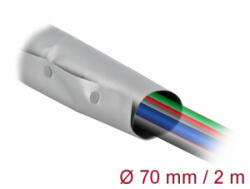 Delock Kábelkarmantyú patent szorítóval 2 m x 70 mm szürke / fekete (20729) (20729)